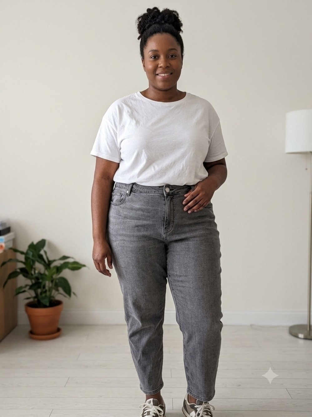Addition Elle High-Rise Women's Jeans Charcoal Gray 90s Grunge Casual Chic